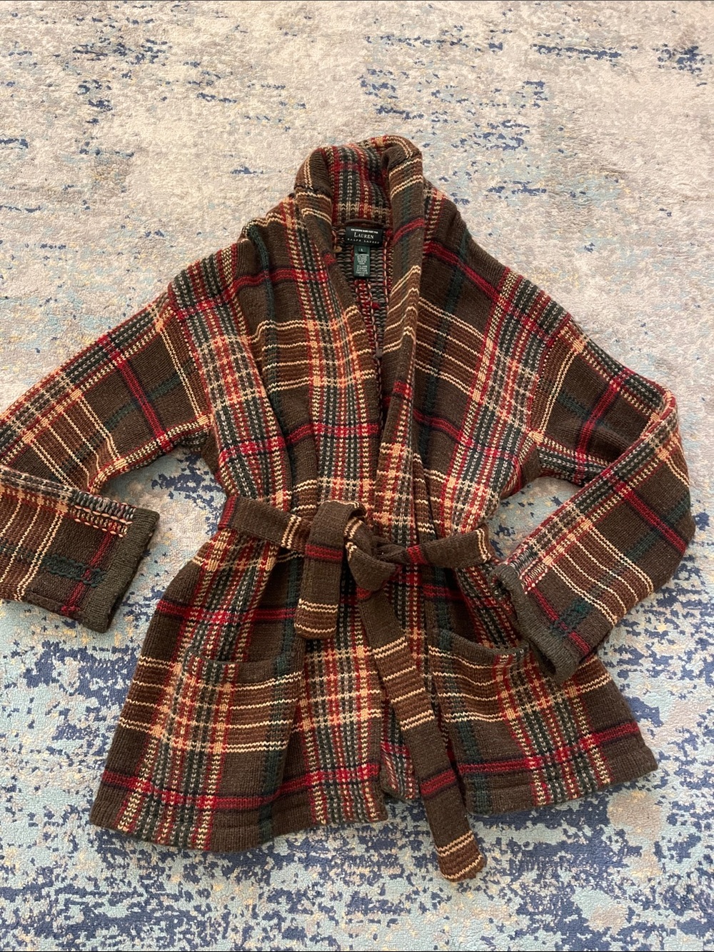 Ralph Lauren smoking jacket sweater size L.
